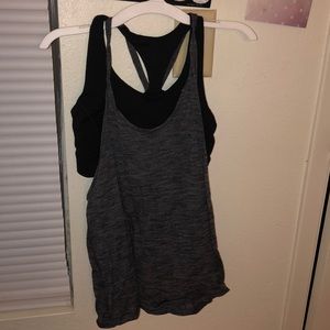 Black/ Grey lulu lemon tank with built in bra